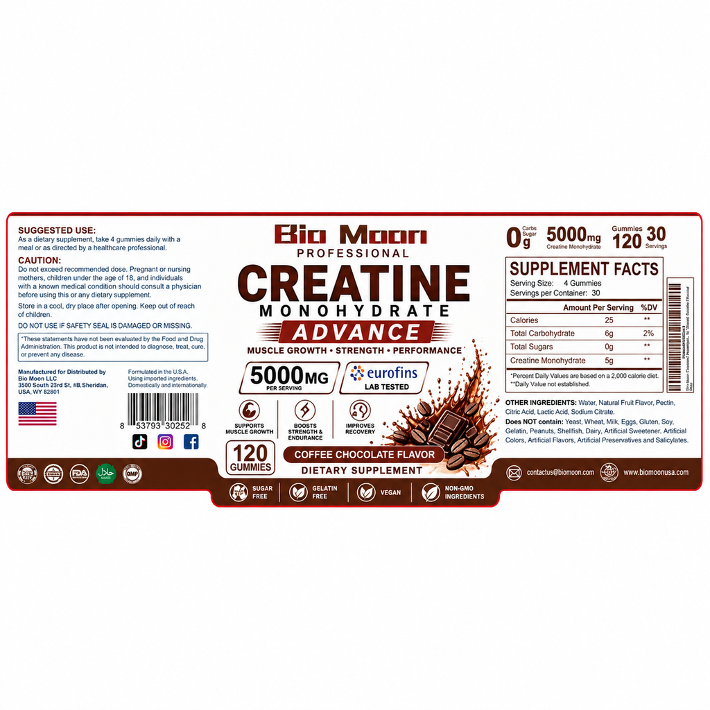 Creatine Monohydrate Gummies 5000mg Coffee Chocolate 120 Gummies