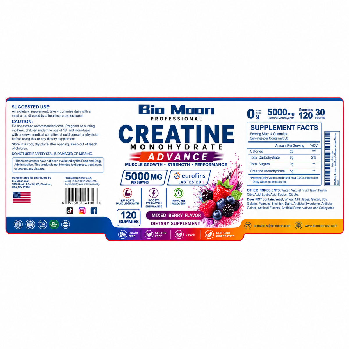 Creatine Monohydrate 5000mg Gummies Mixed Berry 120 Gummies
