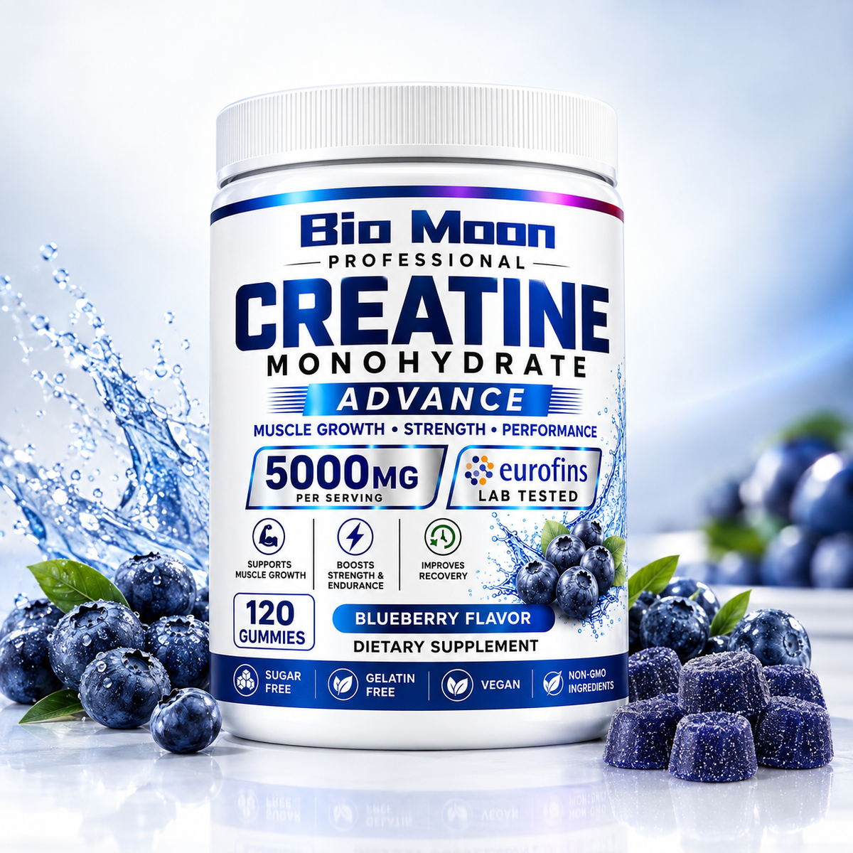 Creatine Monohydrate 5000mg Gummies Blueberry 120 Gummies