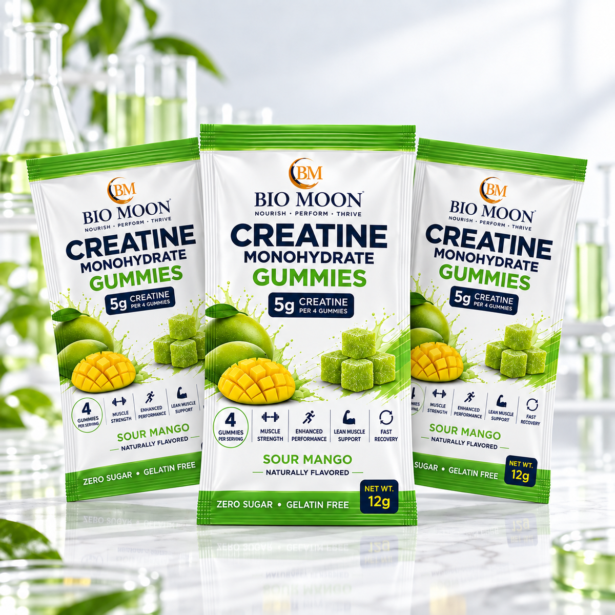 Creatine Monohydrate Gummies – Sour Mango | 30 Sachets