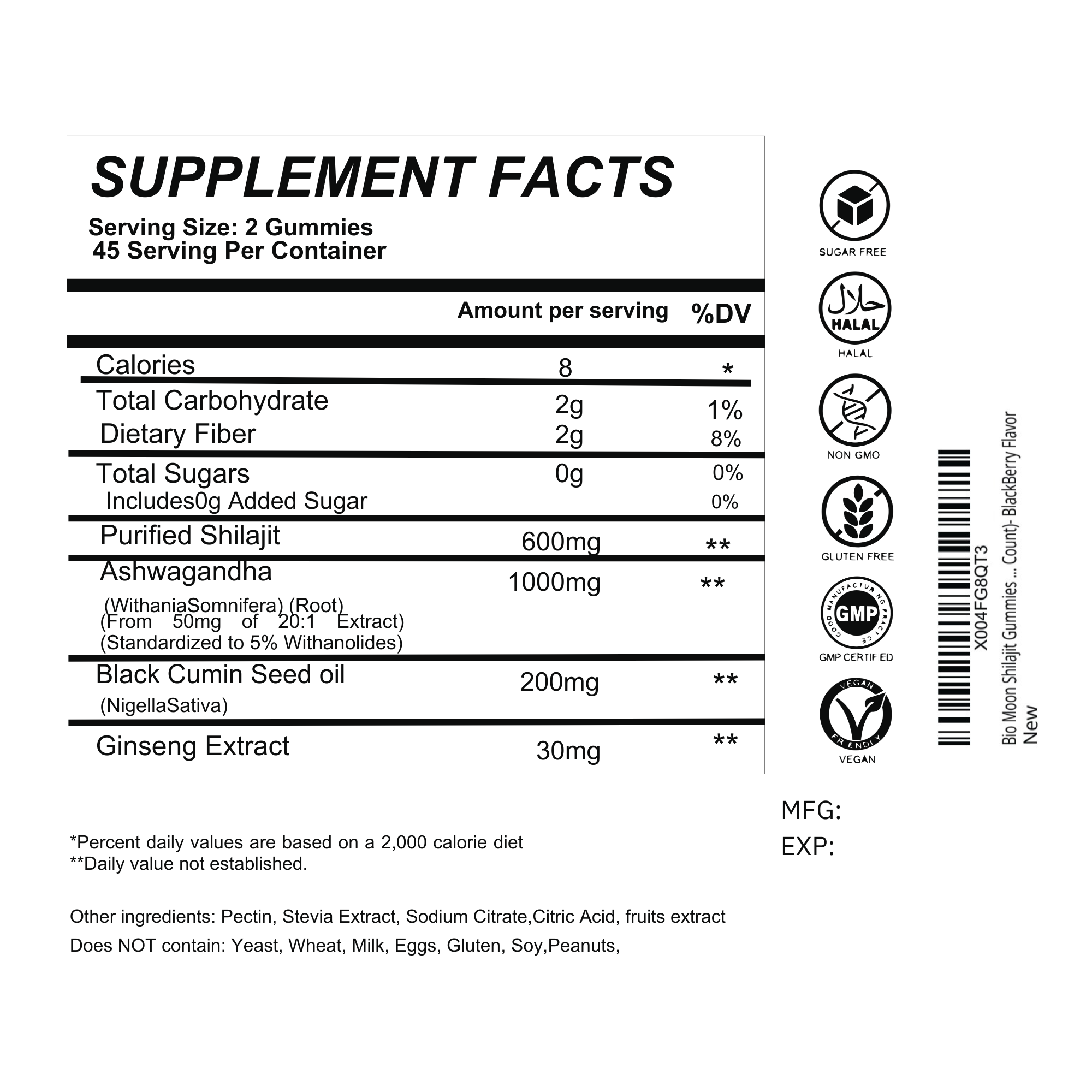 Himalayan Shilajit 600mg Gummies